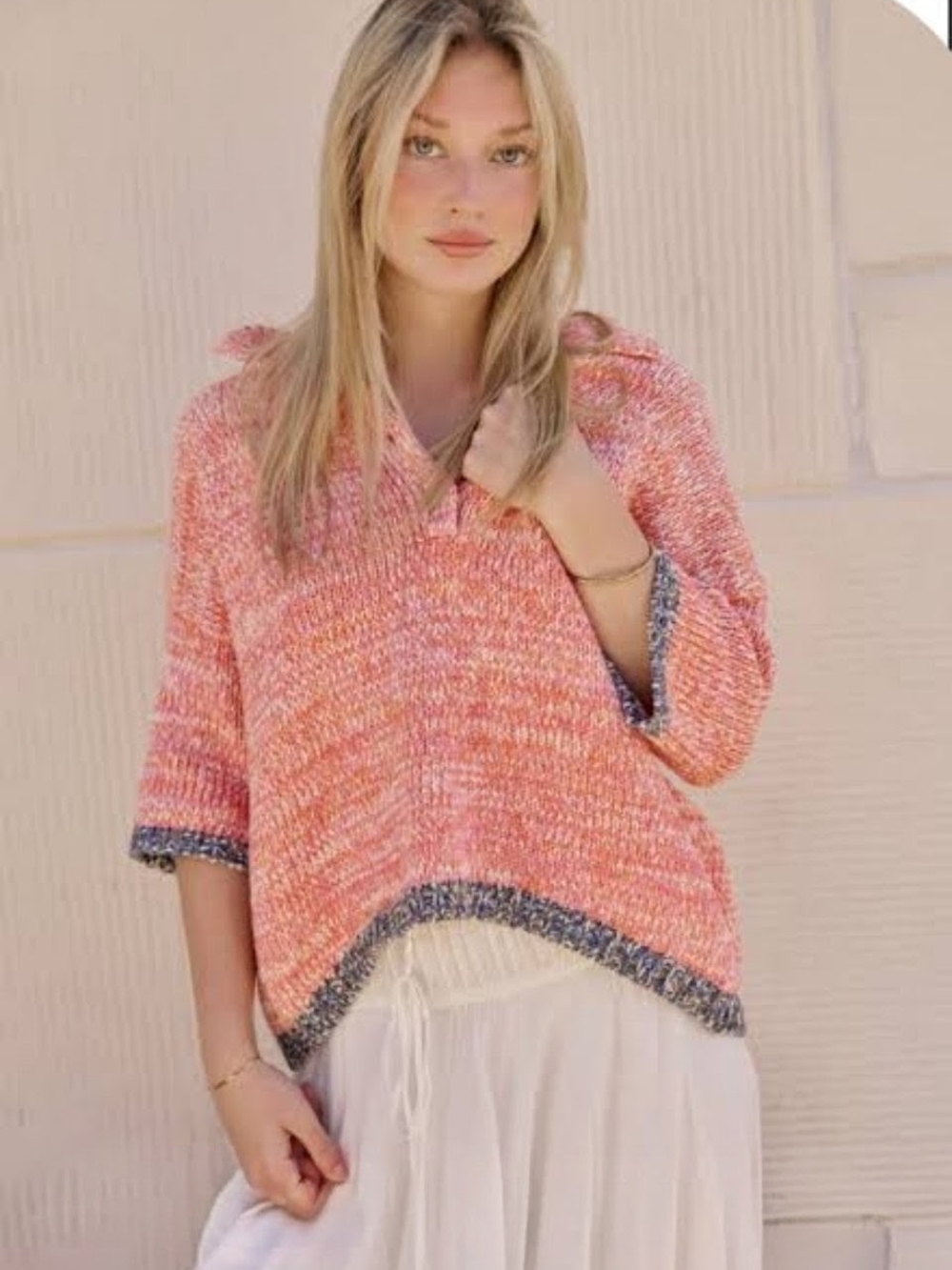 NWT Free People On The Roll Knit Polo Oversized Slouchy Cozy Pullover Sweater L